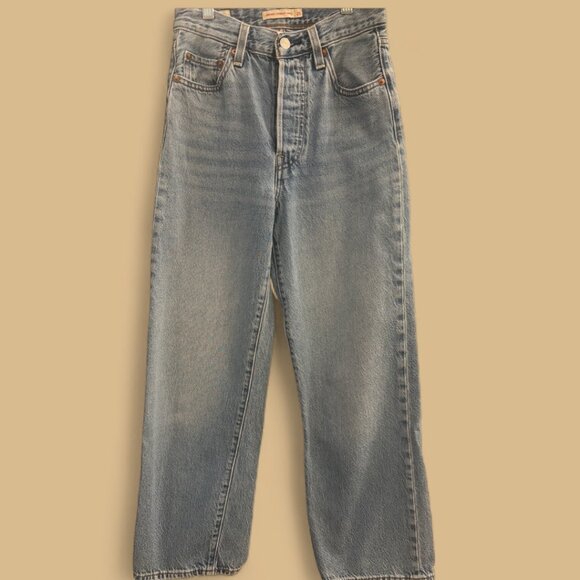 Levi's Ribcage Straight Ankle Jeans Classis Straight Leg Denim Light Wash SZ 25 - Picture 4 of 13